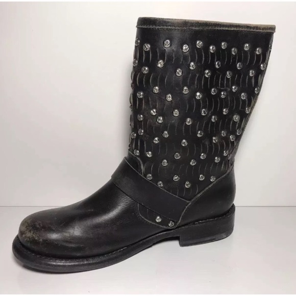Frye Jenna Stud Leather Biker Boots - Picture 4 of 6